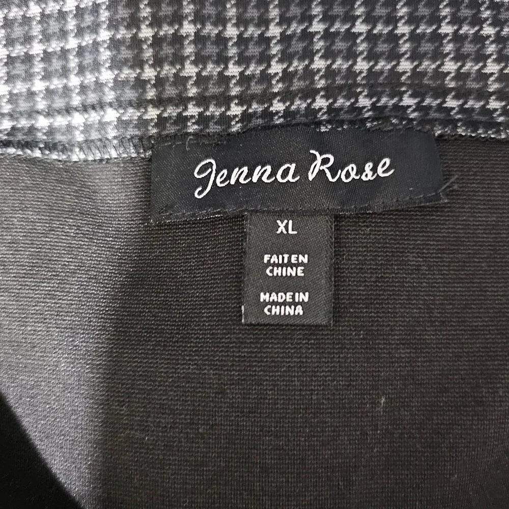 Jenna Rose Womens Black & White Houndstooth Wrap Skirt XL Polyester Rayon Blend